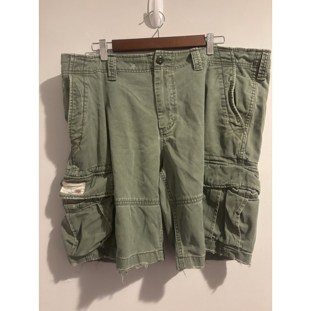 Ralph Lauren Denim & Supply Cargo Shorts Mens 38 Washed Green Distressed Pockets